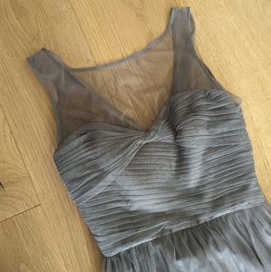 AMSALE grey tulle bridesmaid dress